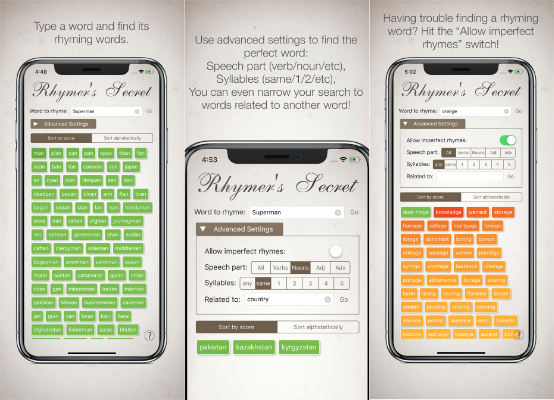 Rhymer’s Secret rhyming dictionary